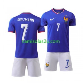 Camisolas de futebol França Antoine Griezmann 7 Criança Equipamento Principal Euro 2024 Manga Curta